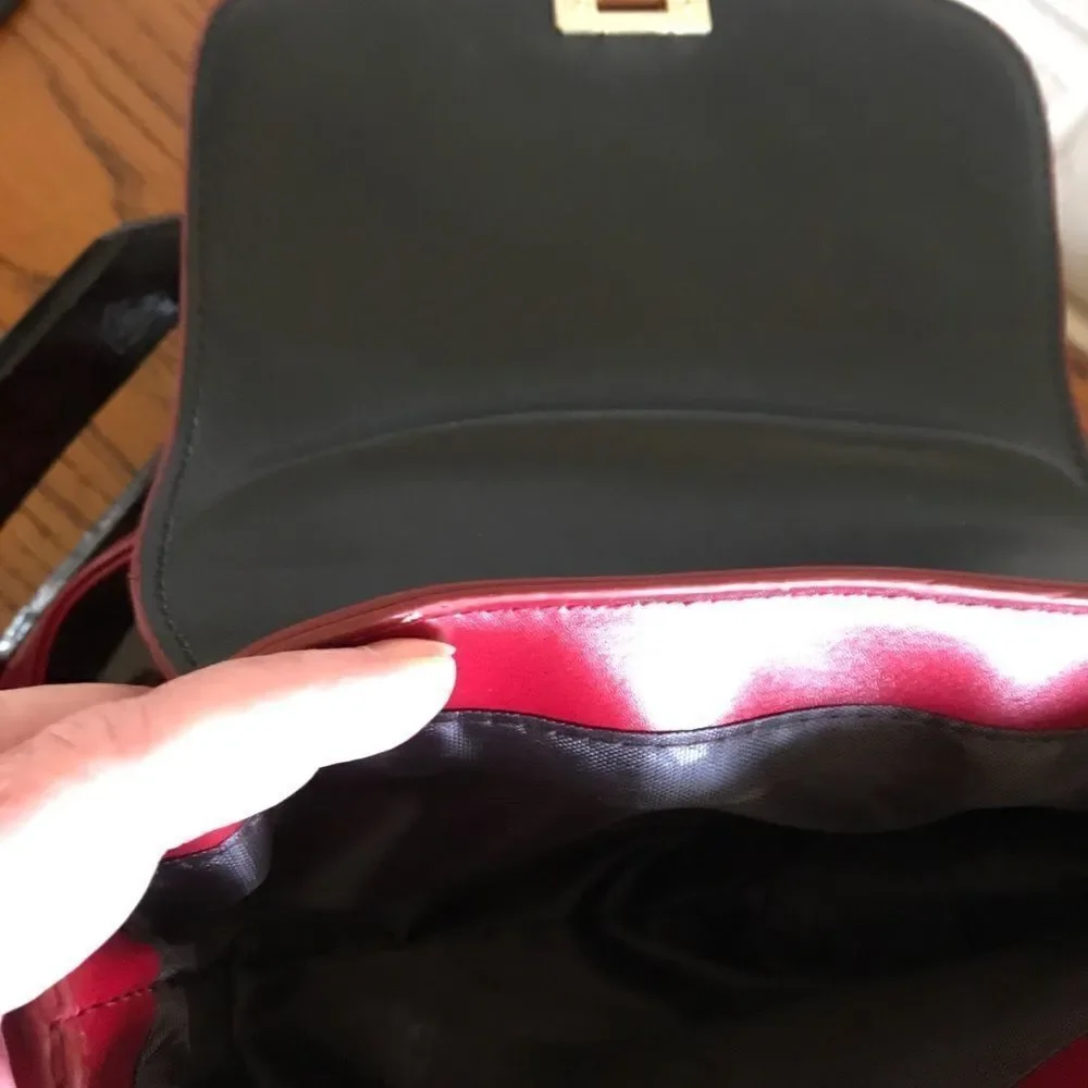 Vegan leather shoulder crossbody bag deep red NWOT
